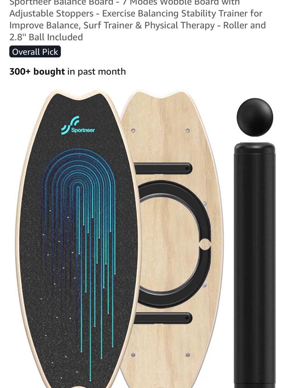 Kids Balance Board Trainer in Black & Blue — Stability Roller Set